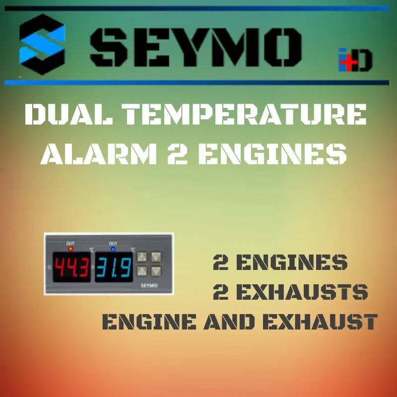 Double programmable temperature alarm (two exhausts) or (exhaust and engine) or (two engines)